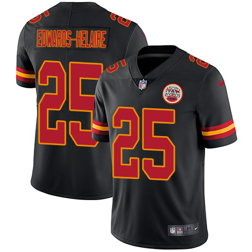 Personalized Chiefs #25 Clyde Edwards-Helaire Black Men’s Stitched NFL Limited Rush Jersey