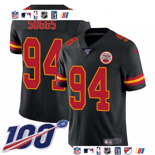 Personalized Chiefs #94 Terrell Suggs Black Men’s Stitched NFL Limited Rush 100th Season Jersey