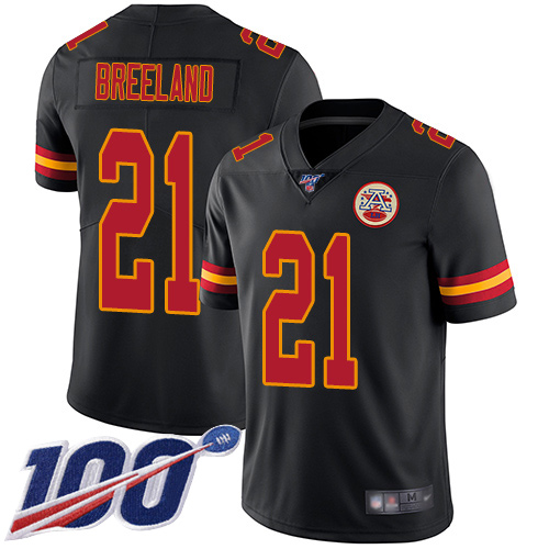 Personalized Chiefs #21 Bashaud Breeland Black Men’s Stitched NFL Limited Rush 100th Season Jersey