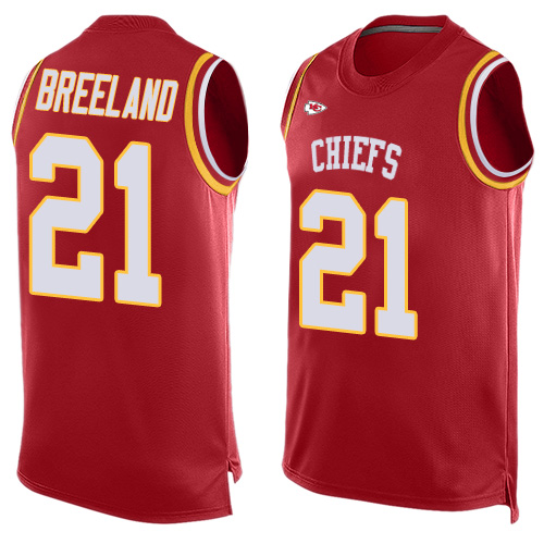 Personalized Chiefs #21 Bashaud Breeland Red Team Color Men’s Stitched NFL Limited Tank Top Jersey