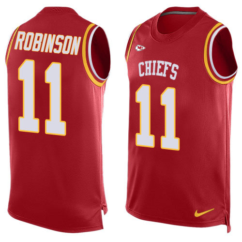 Personalized Chiefs #11 Demarcus Robinson Red Team Color Men’s Stitched NFL Limited Tank Top Jersey