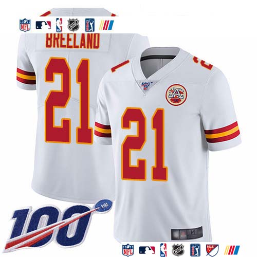 Personalized Chiefs #21 Bashaud Breeland White Men’s Stitched NFL 100th Season Limited Jersey