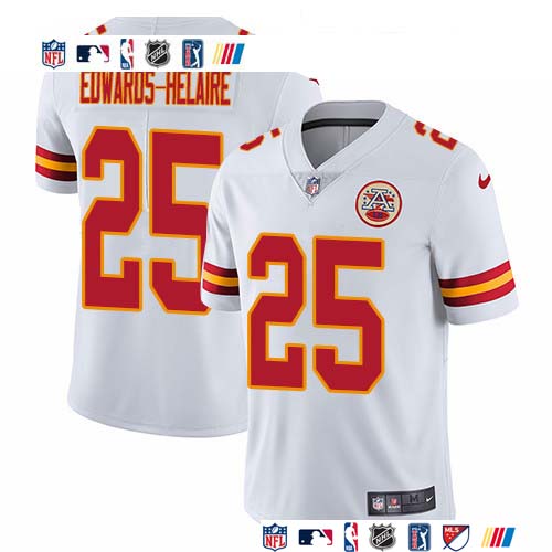 Personalized Chiefs #25 Clyde Edwards-Helaire White Men’s Stitched NFL Untouchable Limited Jersey