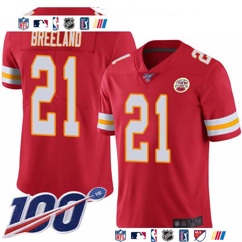 Personalized Chiefs #21 Bashaud Breeland Red Team Color Men’s Stitched NFL 100th Season Limited Jersey
