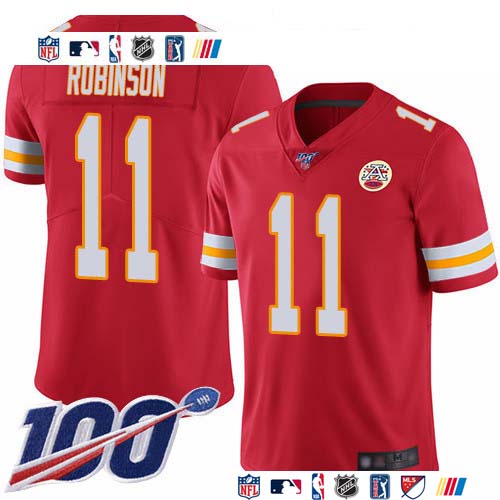Personalized Chiefs #11 Demarcus Robinson Red Team Color Men’s Stitched NFL 100th Season Limited Jersey