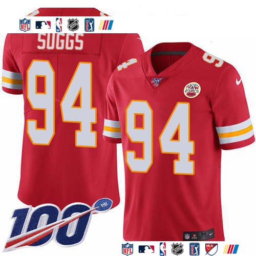 Personalized Chiefs #94 Terrell Suggs Red Team Color Men’s Stitched NFL 100th Season Untouchable Limited Jersey