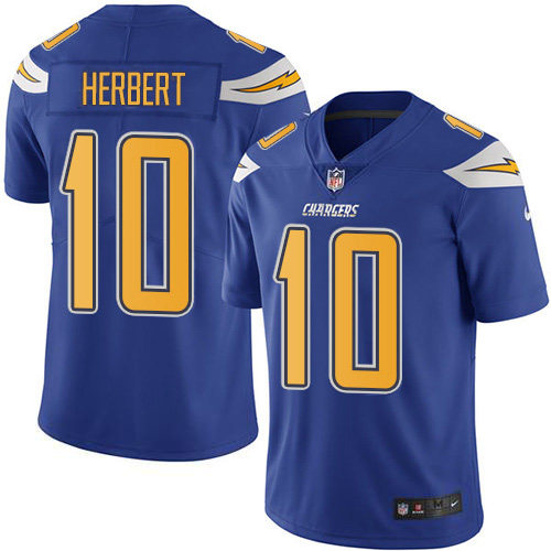 Personalized Chargers #10 Justin Herbert Electric Blue Men’s Stitched NFL Limited Rush Jersey