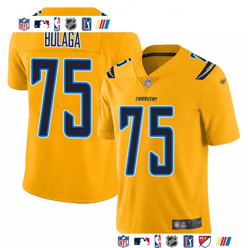 Personalized Chargers #75 Bryan Bulaga Gold Men’s Stitched NFL Limited Inverted Legend Jersey