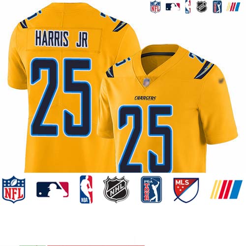 Personalized Chargers #25 Chris Harris Jr Gold Men’s Stitched NFL Limited Inverted Legend Jersey