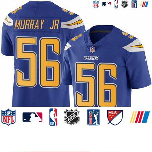 Personalized Chargers #56 Kenneth Murray Jr Electric Blue Men’s Stitched NFL Limited Rush Jersey