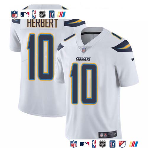 Personalized Chargers #10 Justin Herbert White Men’s Stitched NFL Untouchable Limited Jersey