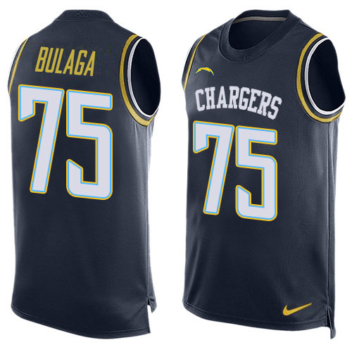 Personalized Chargers #75 Bryan Bulaga Navy Blue Team Color Men’s Stitched NFL Limited Tank Top Jersey