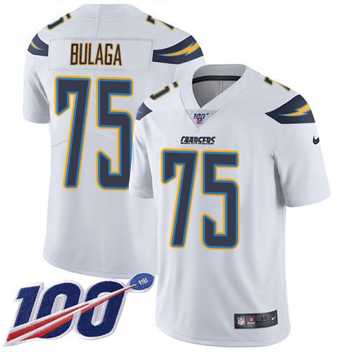 Personalized Chargers #75 Bryan Bulaga White Men’s Stitched NFL 100th Season Untouchable Limited Jersey
