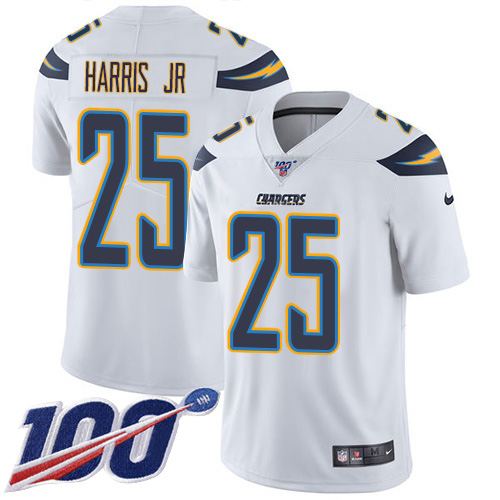 Personalized Chargers #25 Chris Harris Jr White Men’s Stitched NFL 100th Season Untouchable Limited Jersey