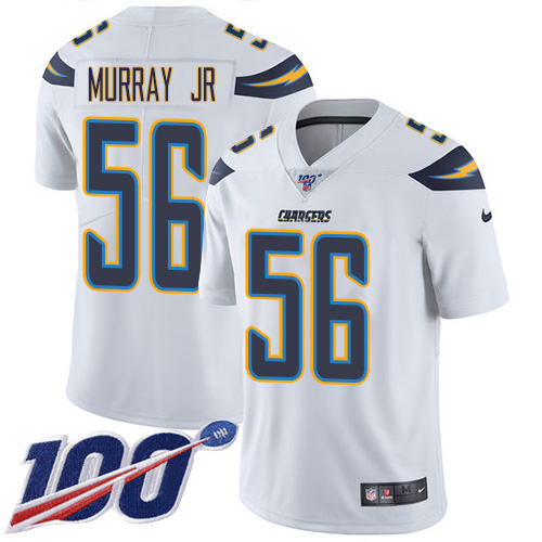 Personalized Chargers #56 Kenneth Murray Jr White Men’s Stitched NFL 100th Season Untouchable Limited Jersey