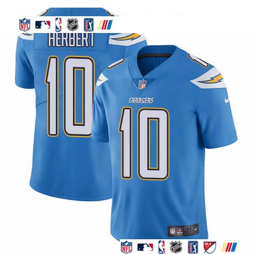 Personalized Chargers #10 Justin Herbert Electric Blue Alternate Men’s Stitched NFL Untouchable Limited Jersey