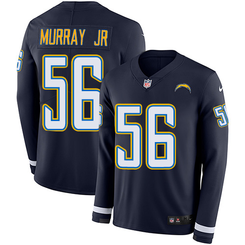 Personalized Chargers #56 Kenneth Murray Jr Navy Blue Team Color Men’s Stitched NFL Limited Therma Long Sleeve Jersey