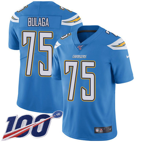 Personalized Chargers #75 Bryan Bulaga Electric Blue Alternate Men’s Stitched NFL 100th Season Untouchable Limited Jersey