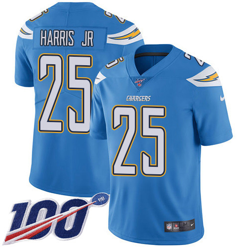 Personalized Chargers #25 Chris Harris Jr Electric Blue Alternate Men’s Stitched NFL 100th Season Untouchable Limited Jersey