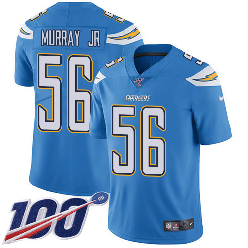 Personalized Chargers #56 Kenneth Murray Jr Electric Blue Alternate Men’s Stitched NFL 100th Season Untouchable Limited Jersey