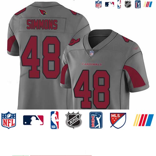Personalized Cardinals #48 Isaiah Simmons Silver Men’s Stitched NFL Limited Inverted Legend Jersey