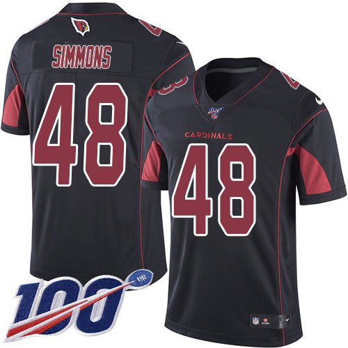 Personalized Cardinals #48 Isaiah Simmons Black Men’s Stitched NFL Limited Rush 100th Season Jersey
