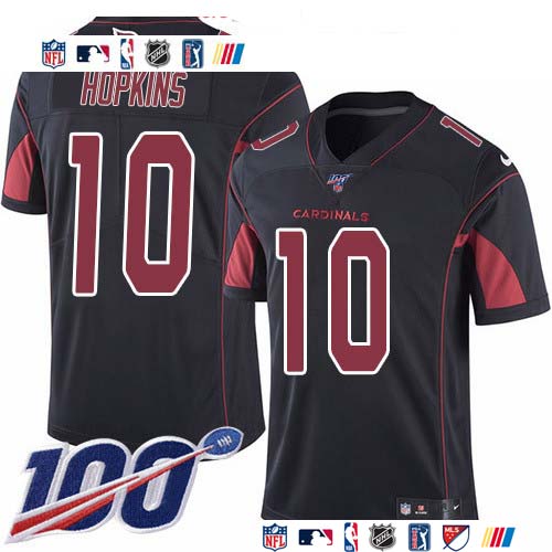 Personalized Cardinals #10 DeAndre Hopkins Black Men’s Stitched NFL Limited Rush 100th Season Jersey