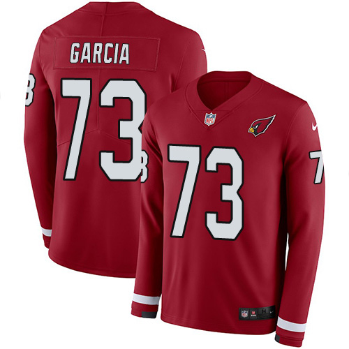 Personalized Cardinals #73 Max Garcia Red Team Color Men’s Stitched NFL Limited Therma Long Sleeve Jersey