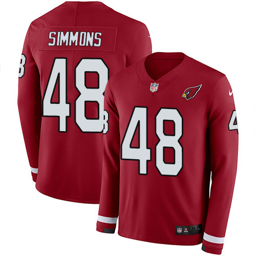 Personalized Cardinals #48 Isaiah Simmons Red Team Color Men’s Stitched NFL Limited Therma Long Sleeve Jersey