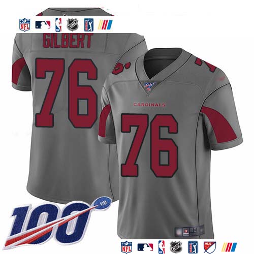 Personalized Cardinals #76 Marcus Gilbert Silver Men’s Stitched NFL Limited Inverted Legend 100th Season Jersey