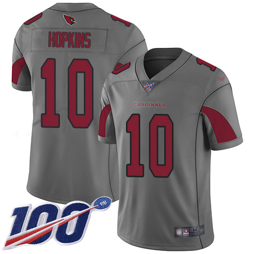 Personalized Cardinals #10 DeAndre Hopkins Silver Men’s Stitched NFL Limited Inverted Legend 100th Season Jersey