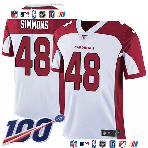Personalized Cardinals #48 Isaiah Simmons White Men’s Stitched NFL 100th Season Untouchable Limited Jersey