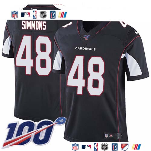 Personalized Cardinals #48 Isaiah Simmons Black Alternate Men’s Stitched NFL 100th Season Untouchable Limited Jersey
