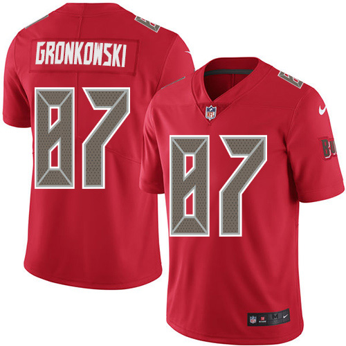 Personalized Buccaneers #87 Rob Gronkowski Red Men’s Stitched NFL Limited Rush Jersey