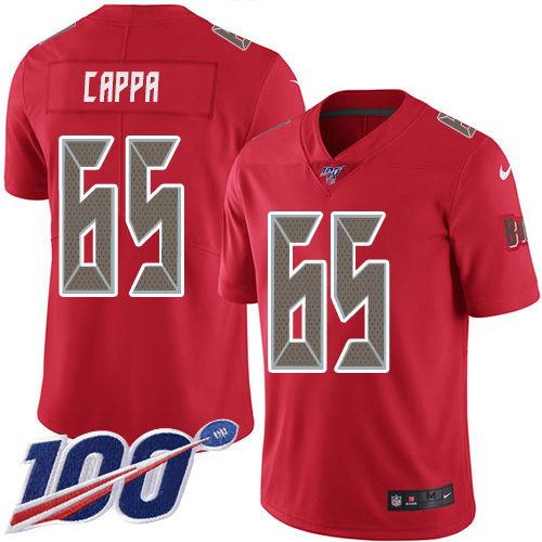 Personalized Buccaneers #65 Alex Cappa Red Men’s Stitched NFL Limited Rush 100th Season Jersey