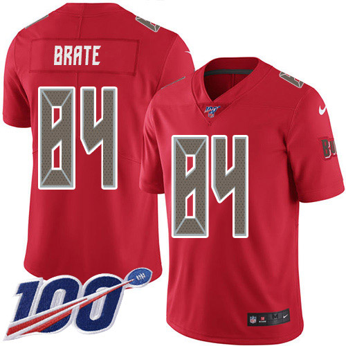 Personalized Buccaneers #84 Cameron Brate Red Men’s Stitched NFL Limited Rush 100th Season Jersey