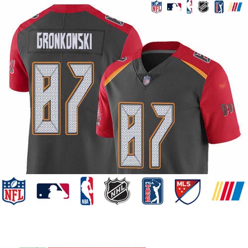 Personalized Buccaneers #87 Rob Gronkowski Gray Men’s Stitched NFL Limited Inverted Legend Jersey
