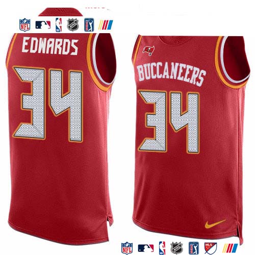 Personalized Buccaneers #34 Mike Edwards Red Team Color Men’s Stitched NFL Limited Tank Top Jersey