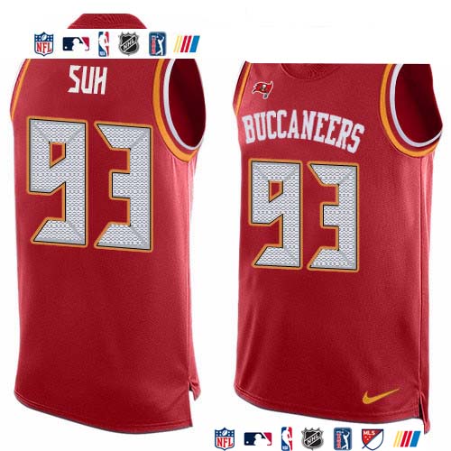 Personalized Buccaneers #93 Ndamukong Suh Red Team Color Men’s Stitched NFL Limited Tank Top Jersey
