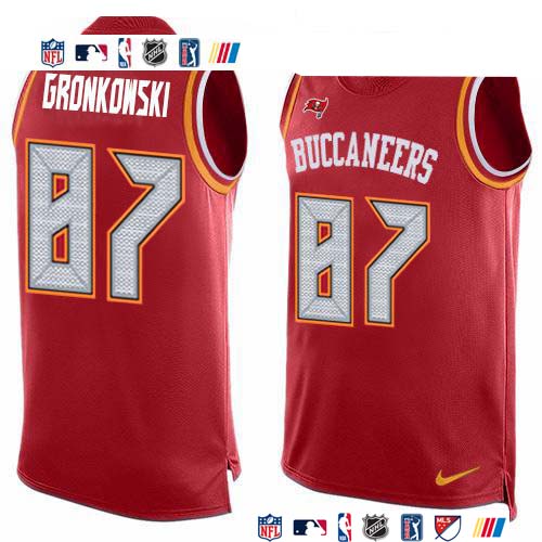 Personalized Buccaneers #87 Rob Gronkowski Red Team Color Men’s Stitched NFL Limited Tank Top Jersey