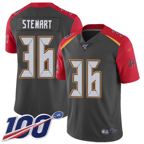 Personalized Buccaneers #36 M.J. Stewart Gray Men’s Stitched NFL Limited Inverted Legend 100th Season Jersey