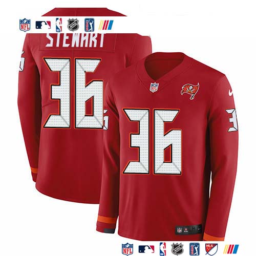 Personalized Buccaneers #36 M.J. Stewart Red Team Color Men’s Stitched NFL Limited Therma Long Sleeve Jersey