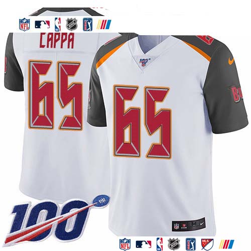 Personalized Buccaneers #65 Alex Cappa White Men’s Stitched NFL 100th Season Untouchable Limited Jersey