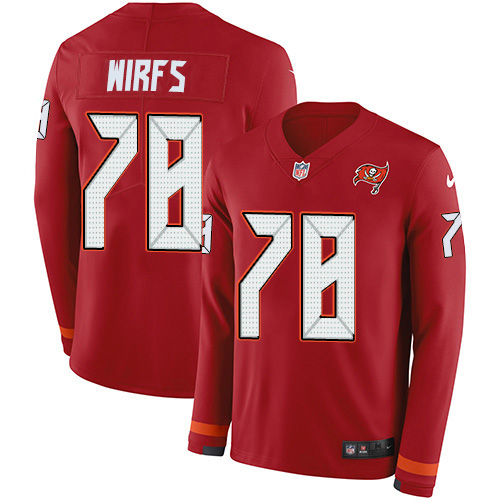 Personalized Buccaneers #78 Tristan Wirfs Red Team Color Men’s Stitched NFL Limited Therma Long Sleeve Jersey