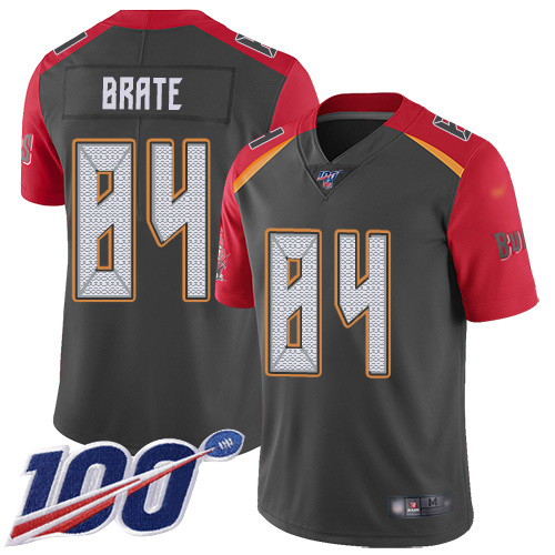 Personalized Buccaneers #84 Cameron Brate Gray Men’s Stitched NFL Limited Inverted Legend 100th Season Jersey