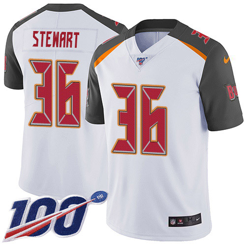 Personalized Buccaneers #36 M.J. Stewart White Men’s Stitched NFL 100th Season Untouchable Limited Jersey