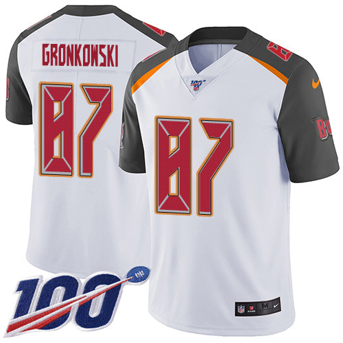 Personalized Buccaneers #87 Rob Gronkowski White Men’s Stitched NFL 100th Season Untouchable Limited Jersey
