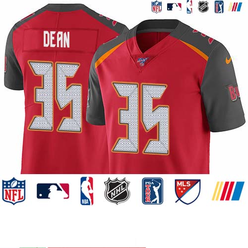 Personalized Buccaneers #35 Jamel Dean Red Team Color Men’s Stitched NFL 100th Season Untouchable Limited Jersey