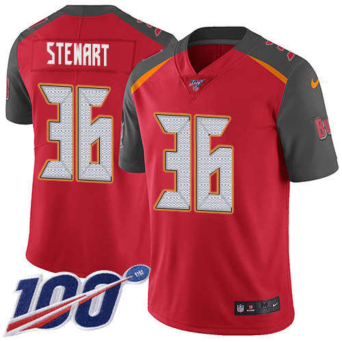 Personalized Buccaneers #36 M.J. Stewart Red Team Color Men’s Stitched NFL 100th Season Untouchable Limited Jersey