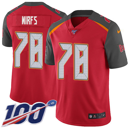 Personalized Buccaneers #78 Tristan Wirfs Red Team Color Men’s Stitched NFL 100th Season Untouchable Limited Jersey